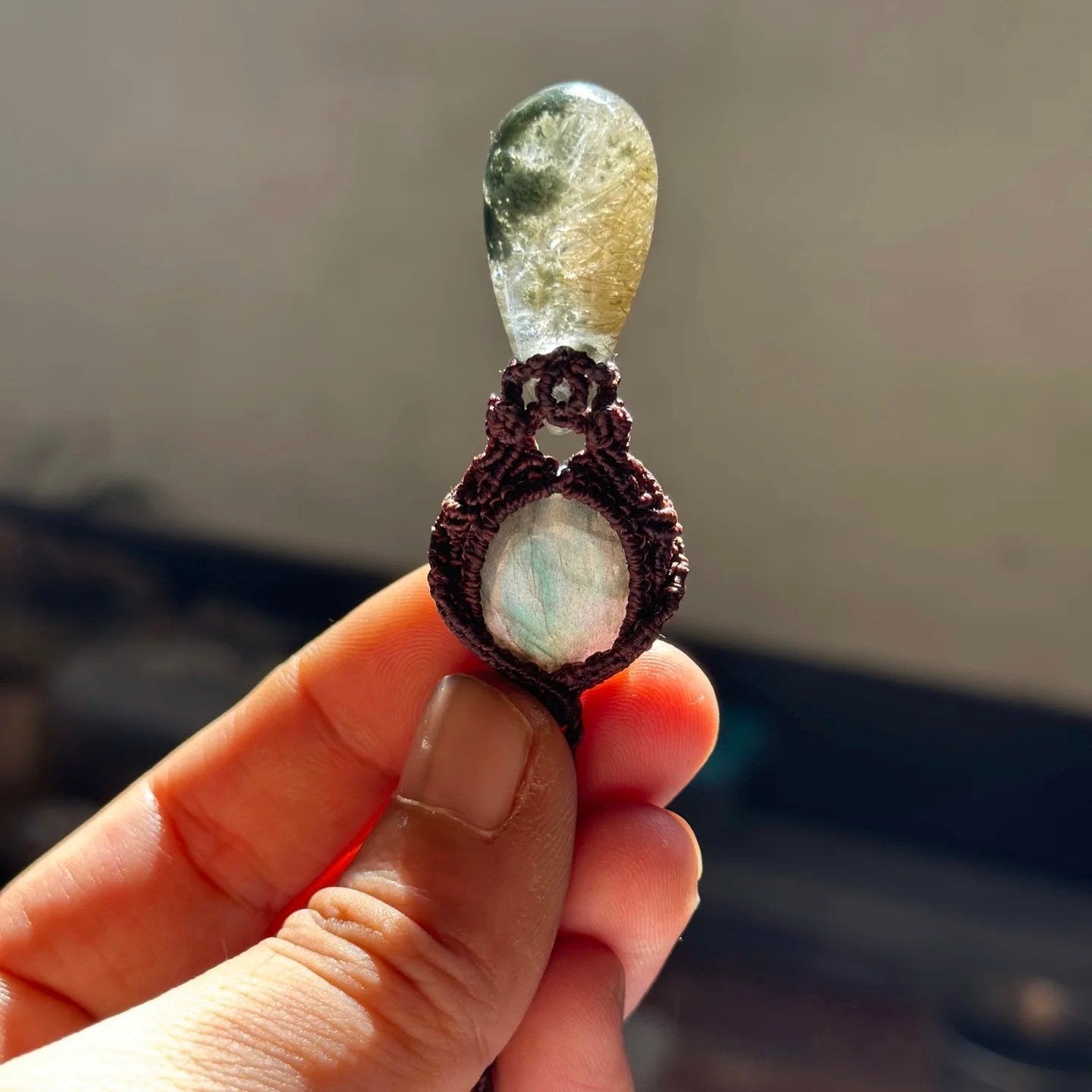 Miracle of Nature - Green Phantom Quartz and Golden Rutilated Quartz Symbiotic
