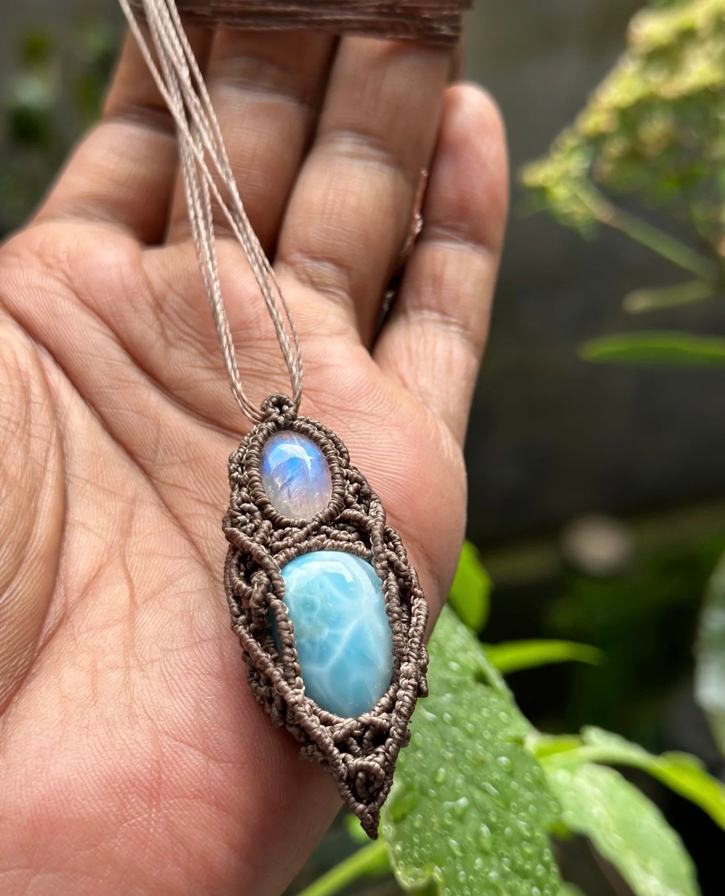 Ocean's Embrace - Larimar paired with Moonstone
