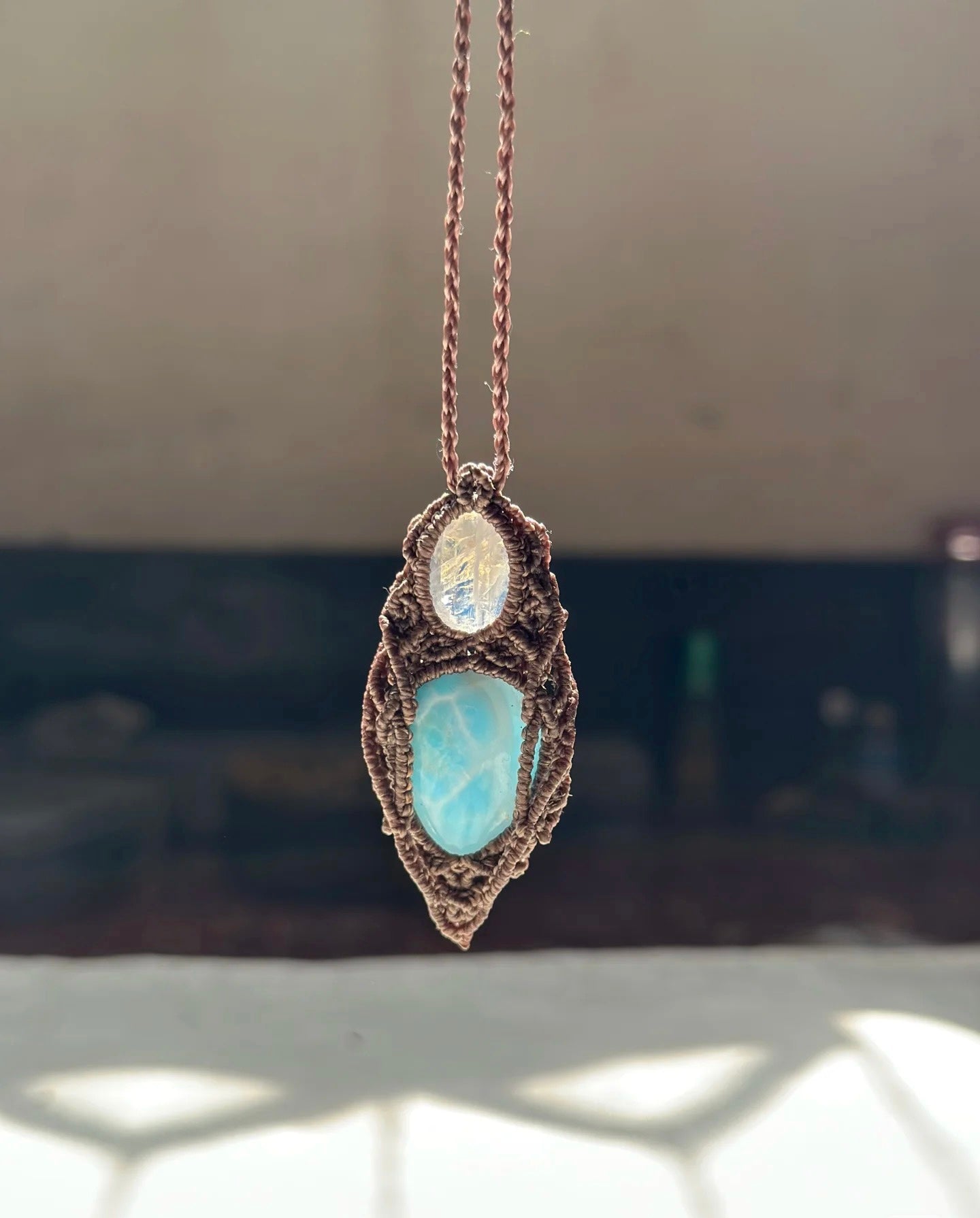 Ocean's Embrace - Larimar paired with Moonstone