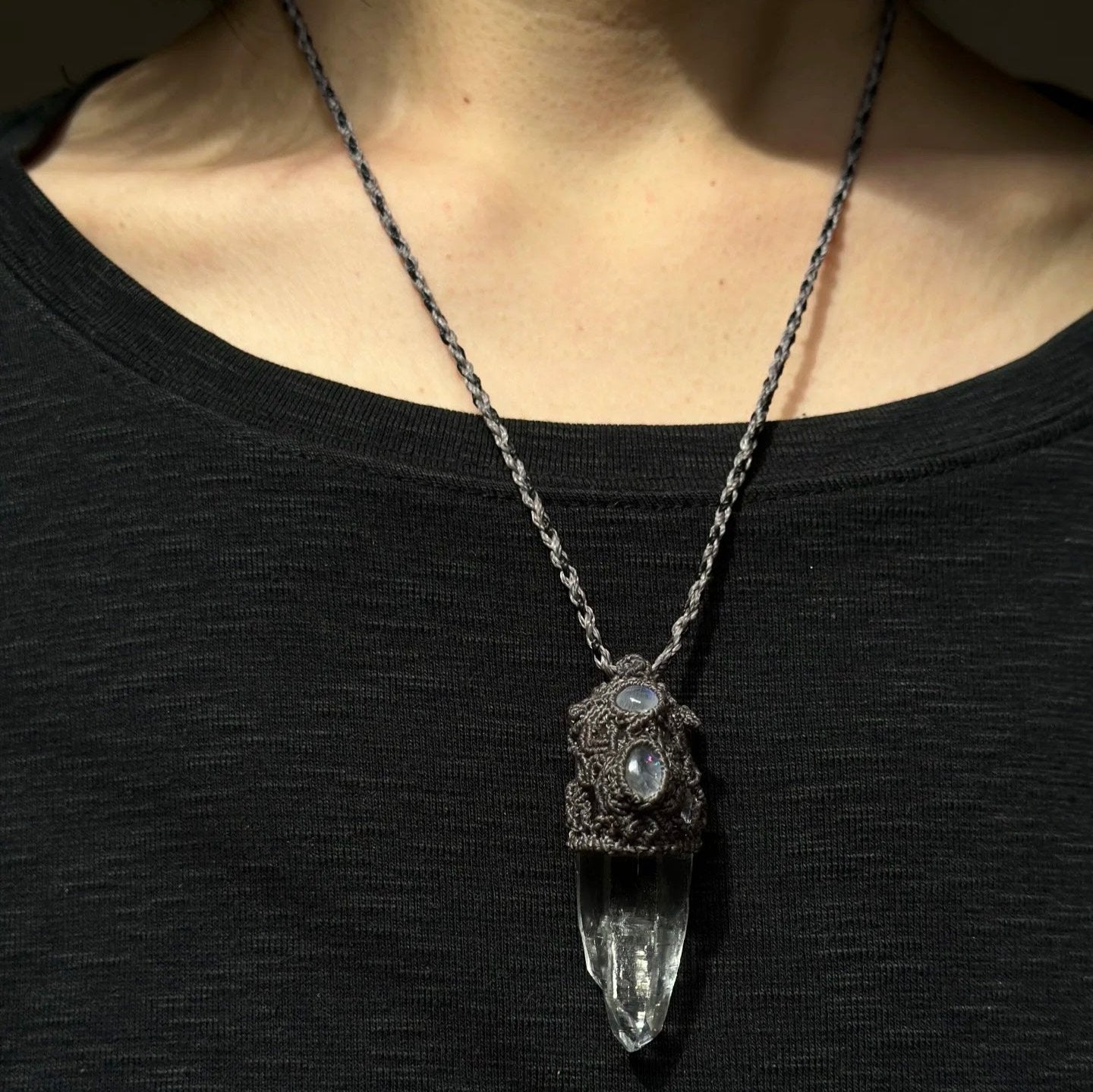 Celestial Harmony - Himalayan Clear Quartz and Moonstone Necklace
