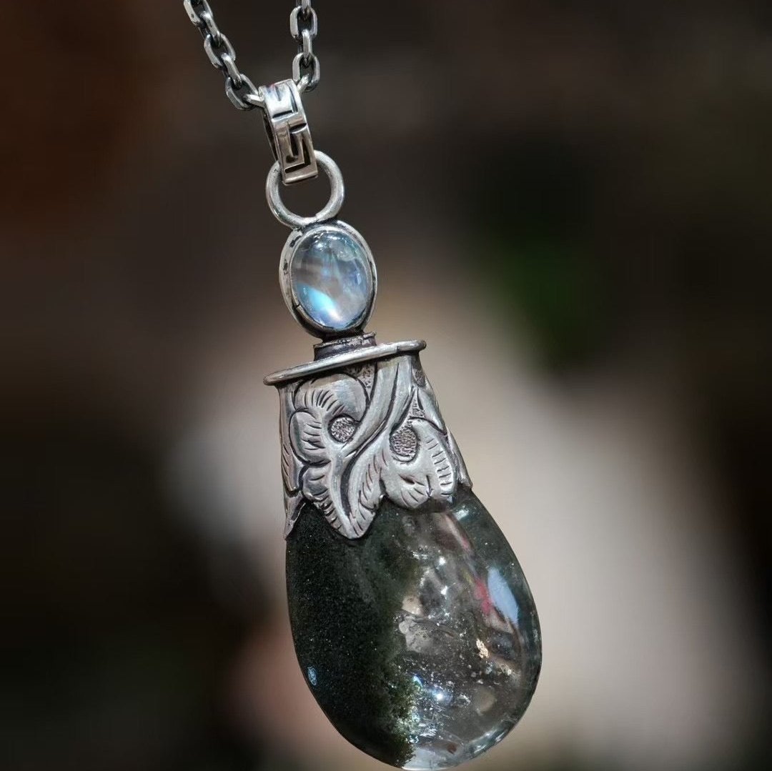 Spirit of Moonlight - Green Phantom Quartz paired with Moonstone