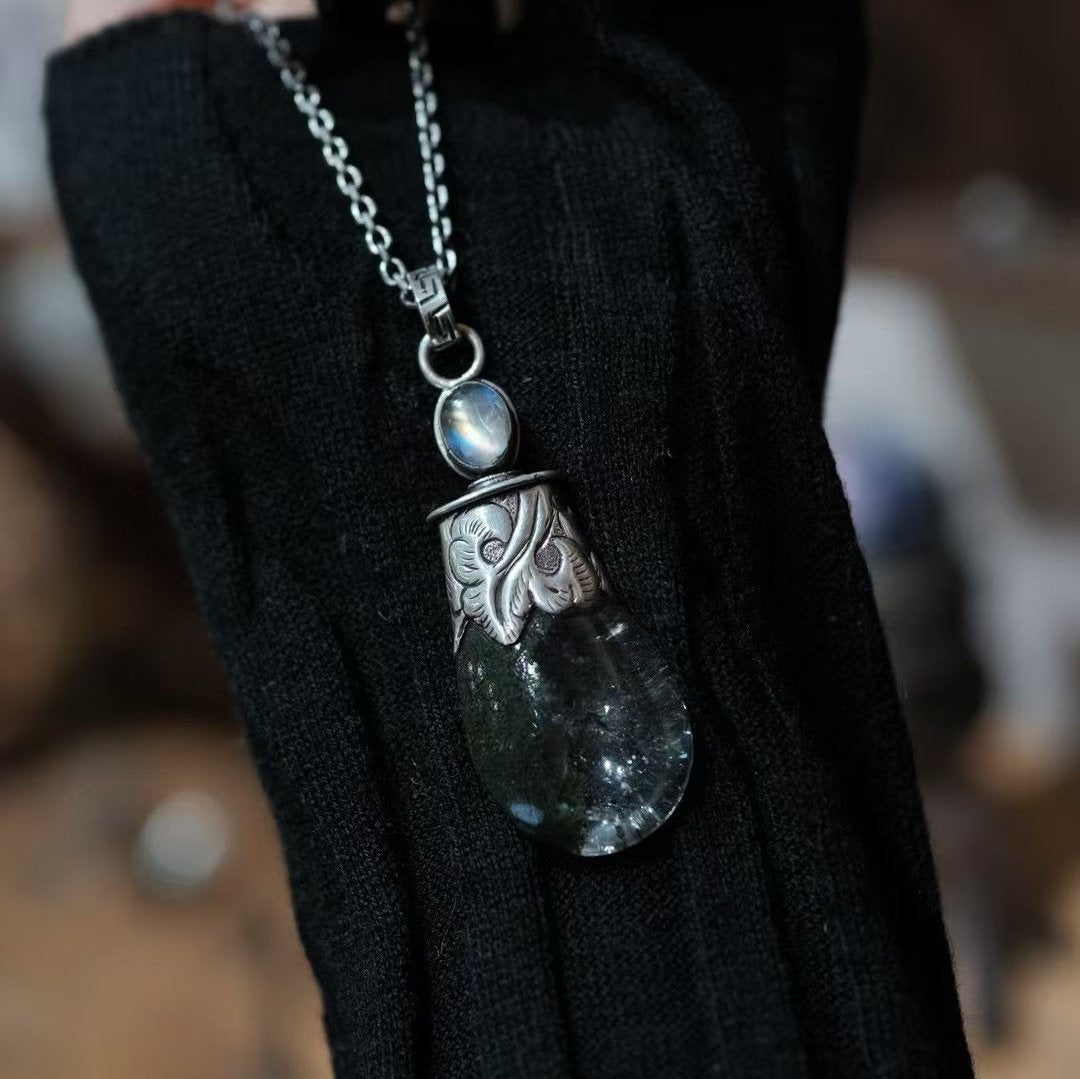 Spirit of Moonlight - Green Phantom Quartz paired with Moonstone