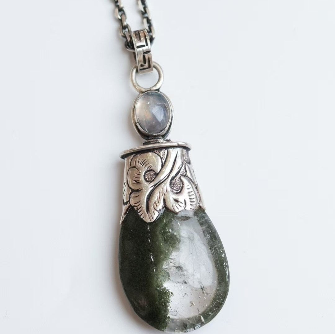 Spirit of Moonlight - Green Phantom Quartz paired with Moonstone