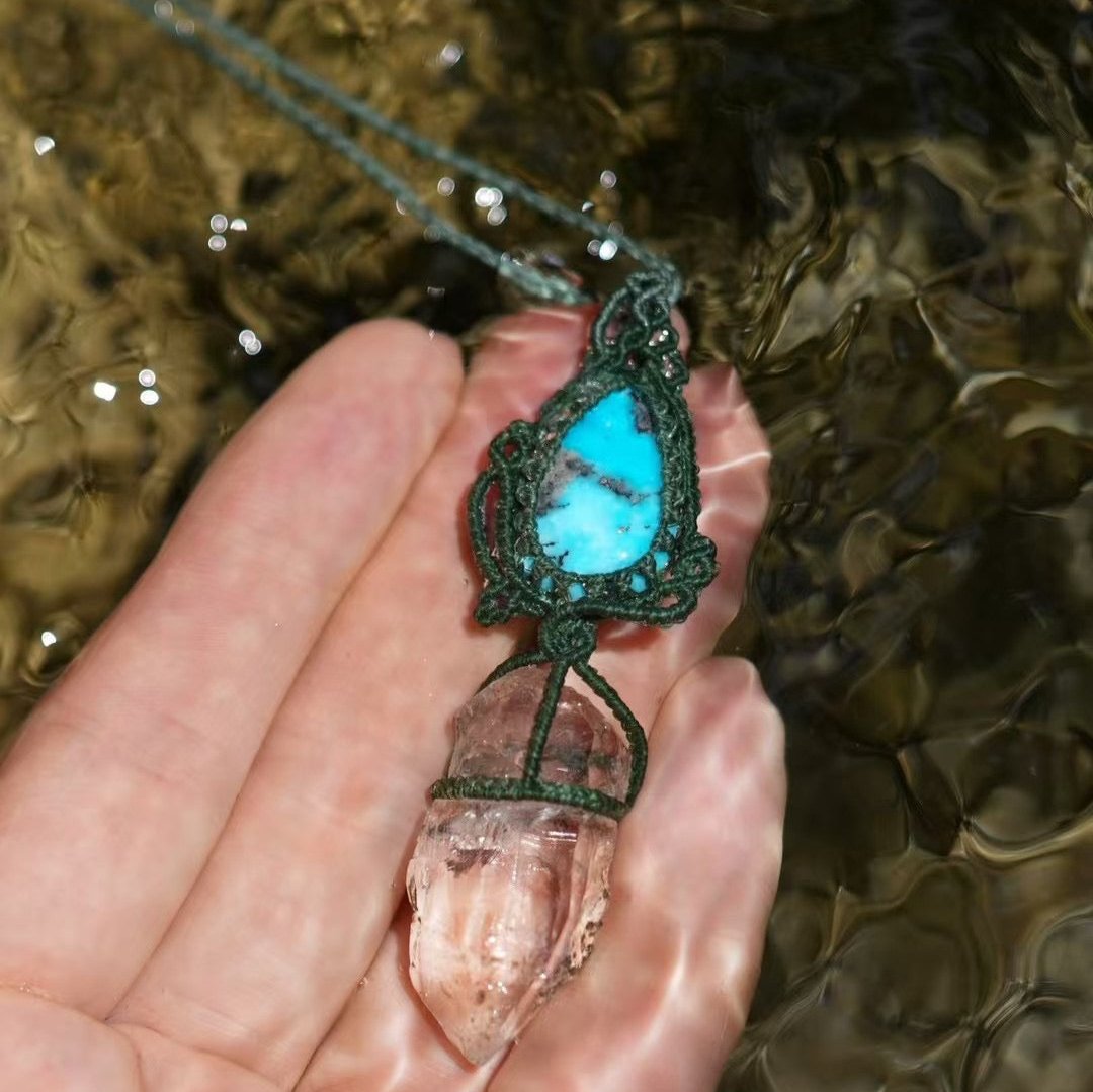 Symbiosis of Mountains and Seas - Turquoise paired with Himalayan White Quartz