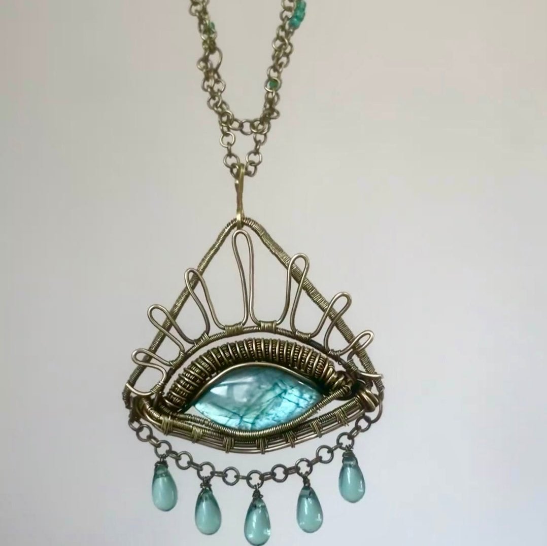 Eye of Labradorite - Evil Eye Woven with Labradorite