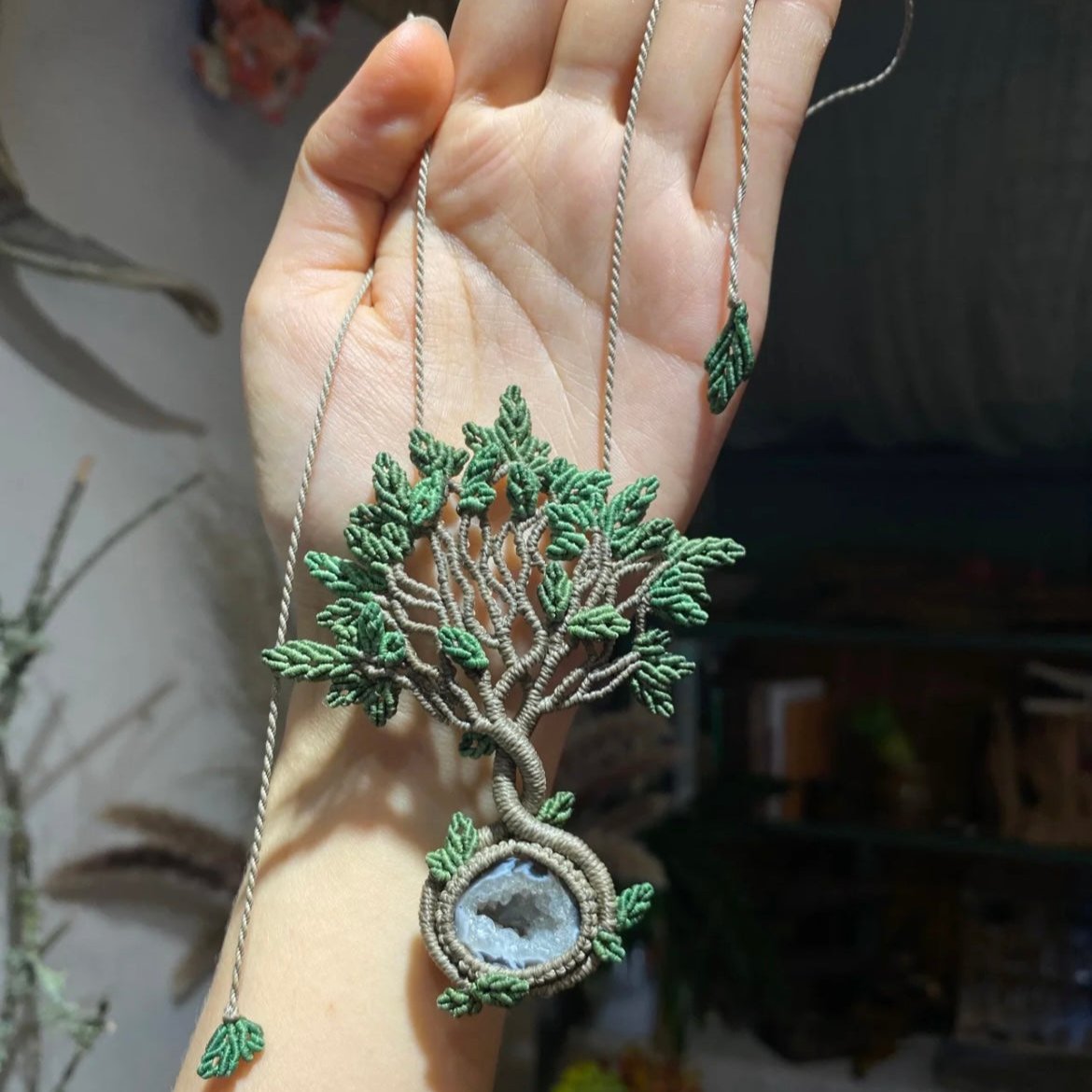 Tree Hollow Confess - crystal tree hollow necklace
