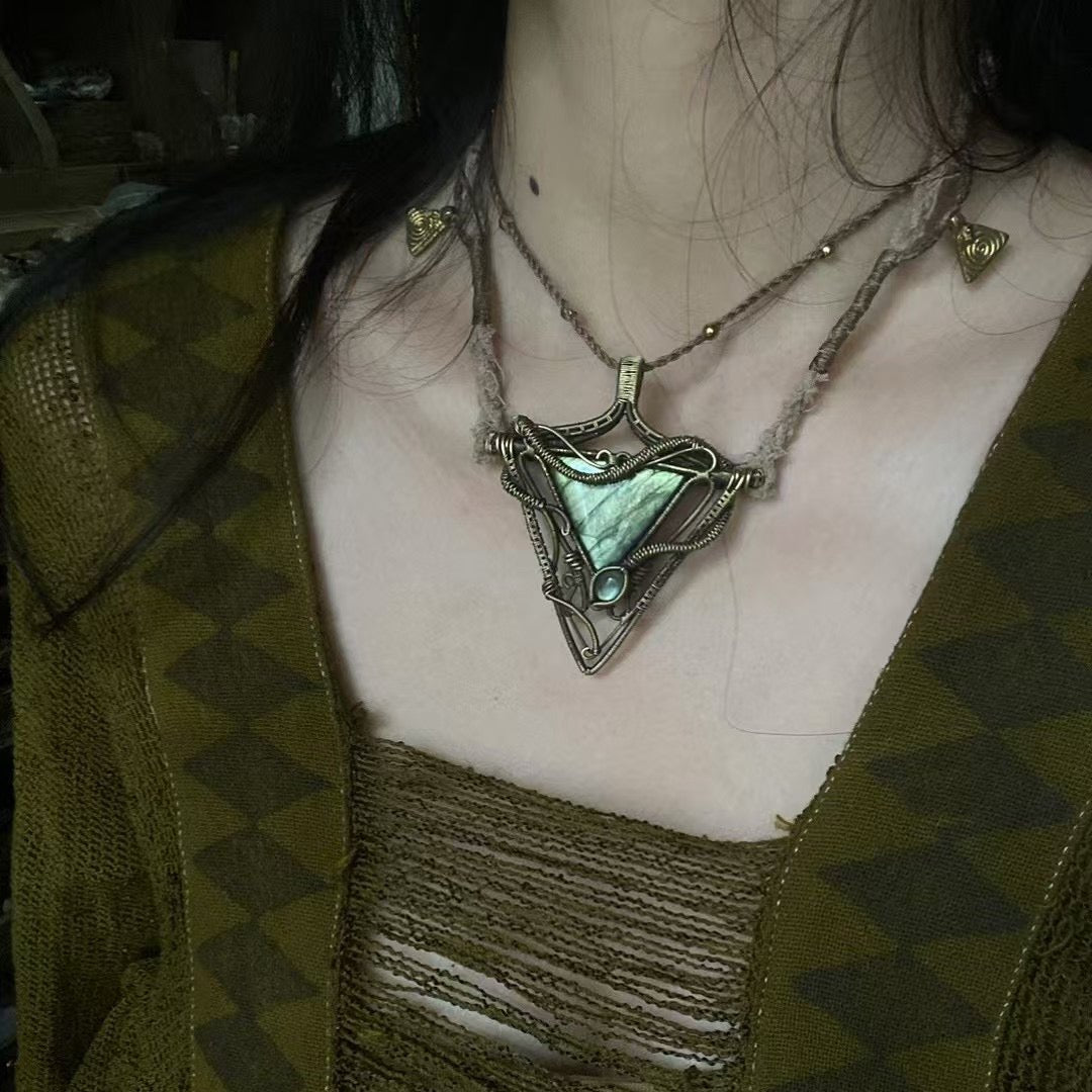 Triangular Spirit Light - Triangular Labradorite Necklace