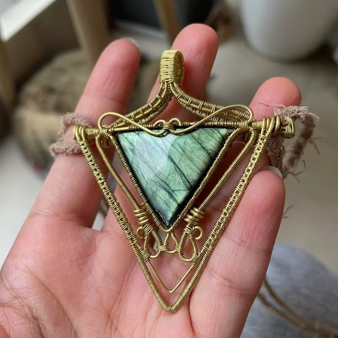 Triangular Spirit Light - Triangular Labradorite Necklace