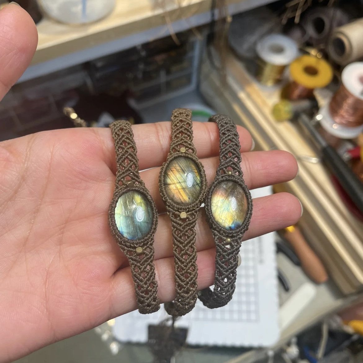 Mystical Night Sky - Labradorite Woven Bracelet
