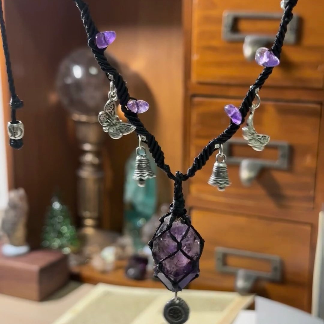 Dreamy Purple Realm - Woven Necklace of Purple Super Seven