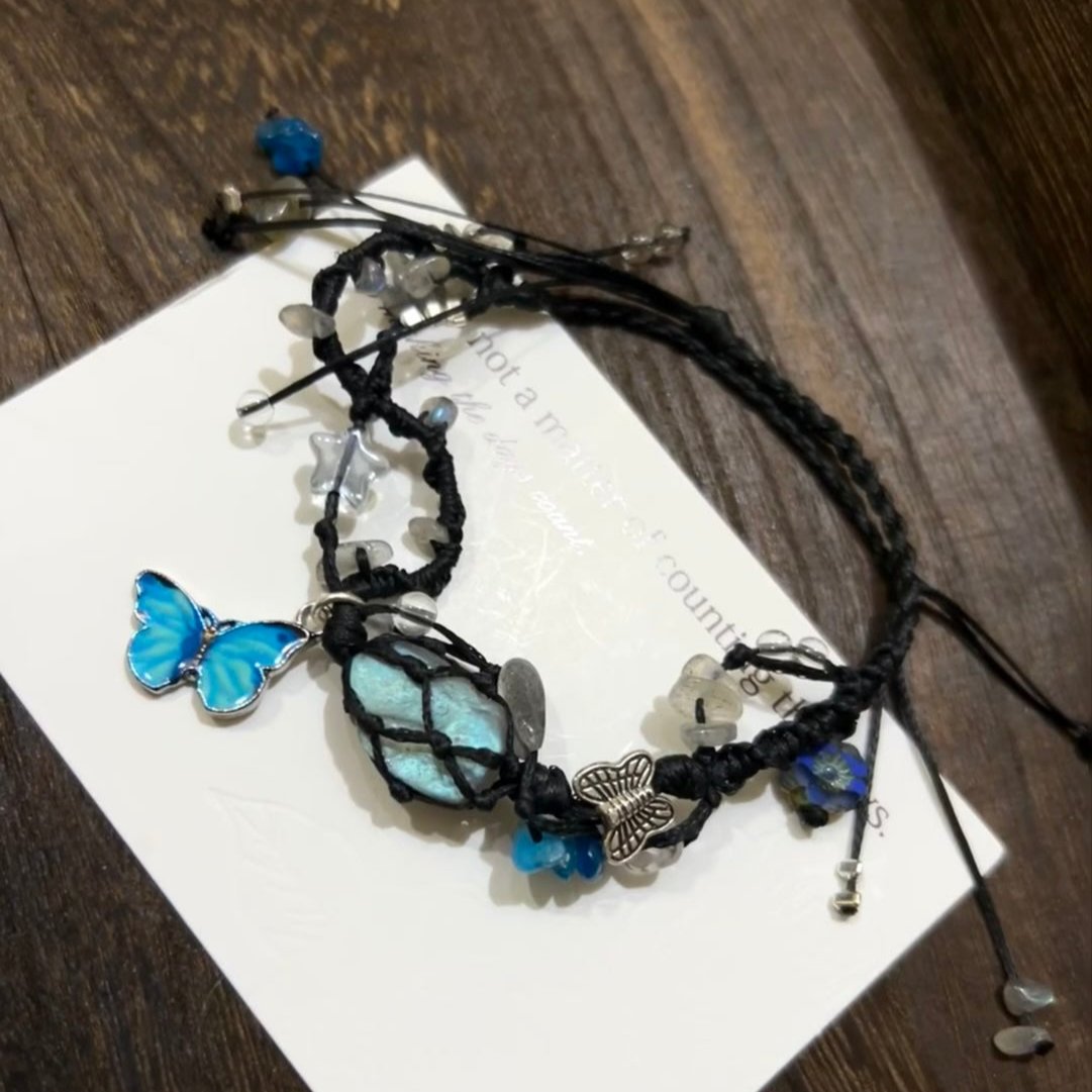 Dreamy Nature - Woven Bracelet of Labradorite Raw Stone