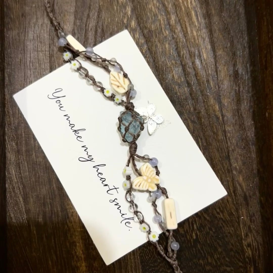 Pure Flight - quamarine, Butterfly, and Aquamarine, Woven Bracelet