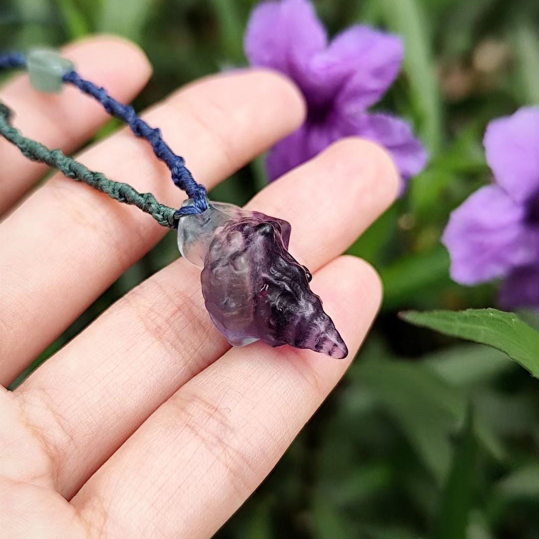 Purple Melody Seashell - Fluorite Seashell Necklace