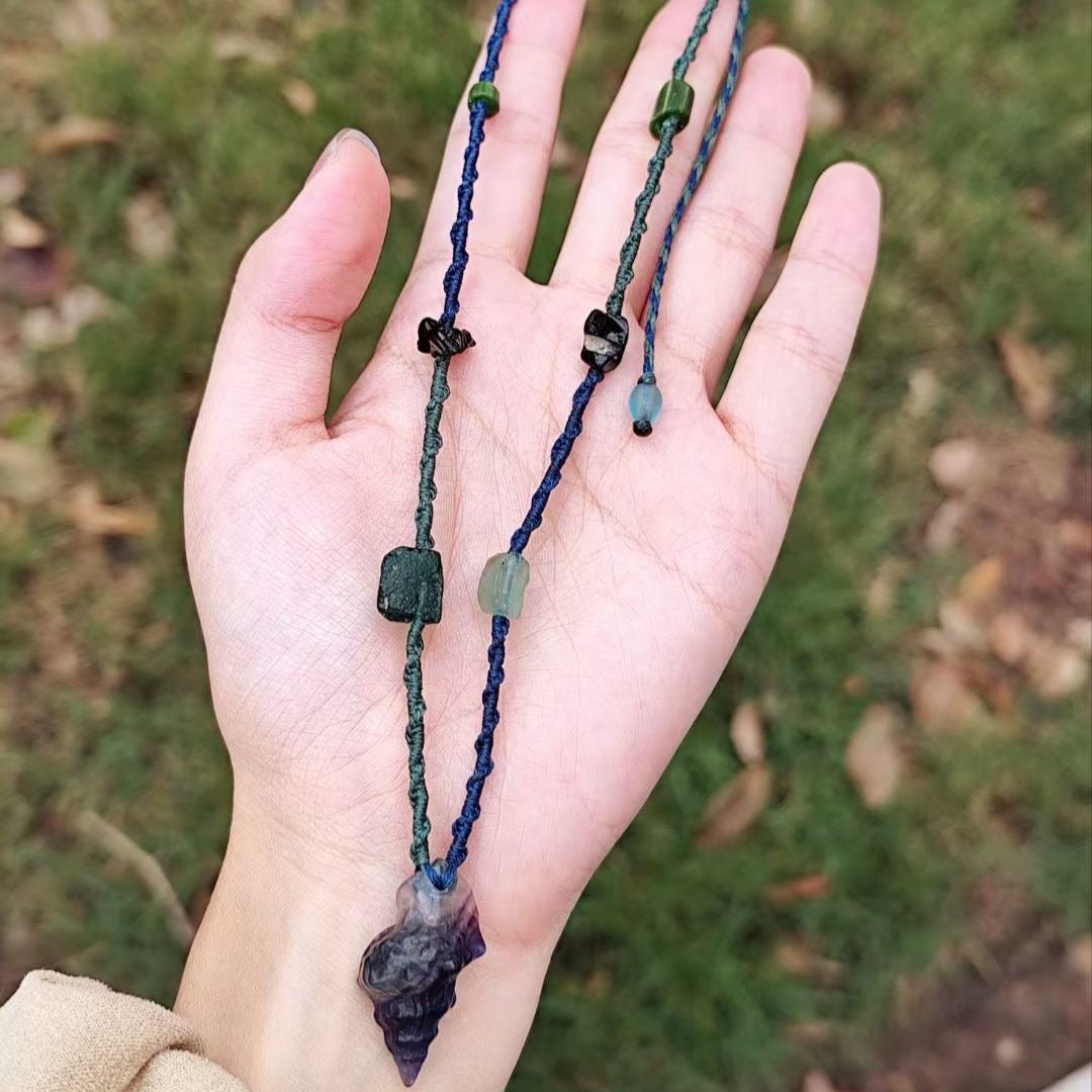 Purple Melody Seashell - Fluorite Seashell Necklace