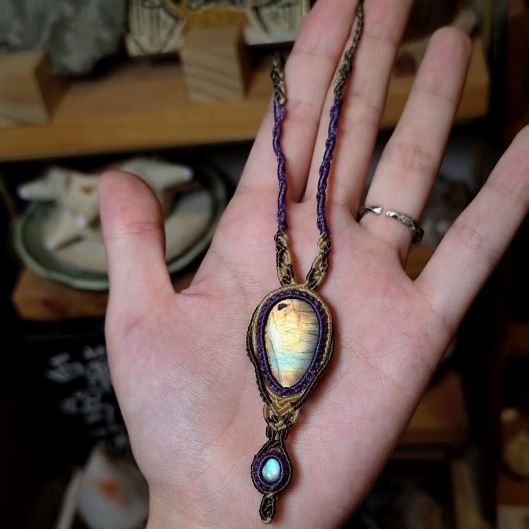 Wild Light - Colorful Labradorite Woven Necklace