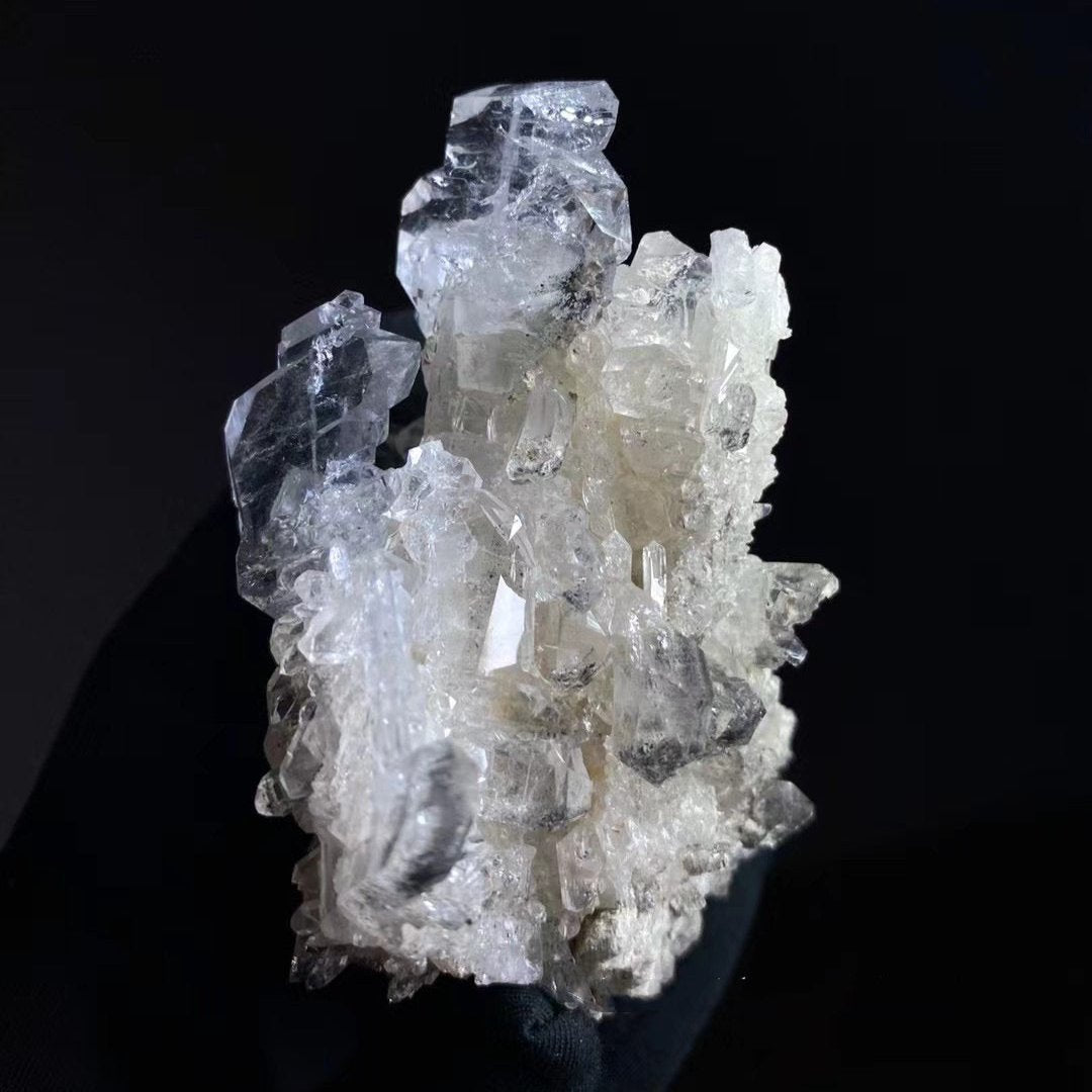 Himalayan White Crystal and Black Phantom Symbiotic Energy Crystal