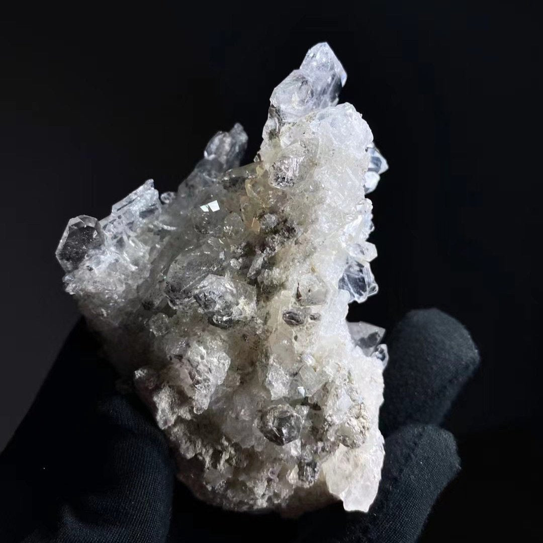 Himalayan White Crystal and Black Phantom Symbiotic Energy Crystal