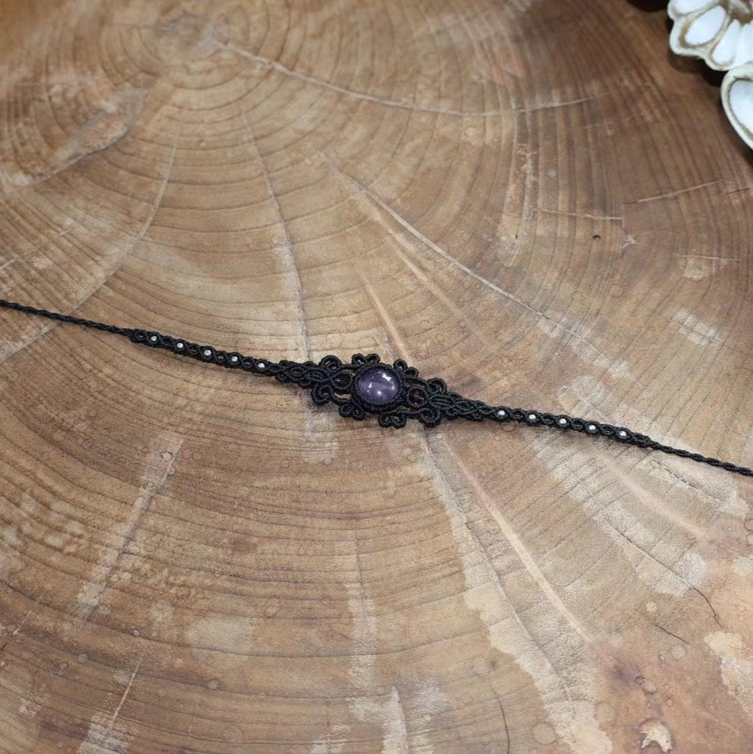 Nightlight Purple Charm - Amethyst Braided Bracelet