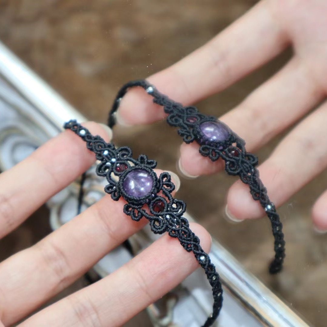 Nightlight Purple Charm - Amethyst Braided Bracelet