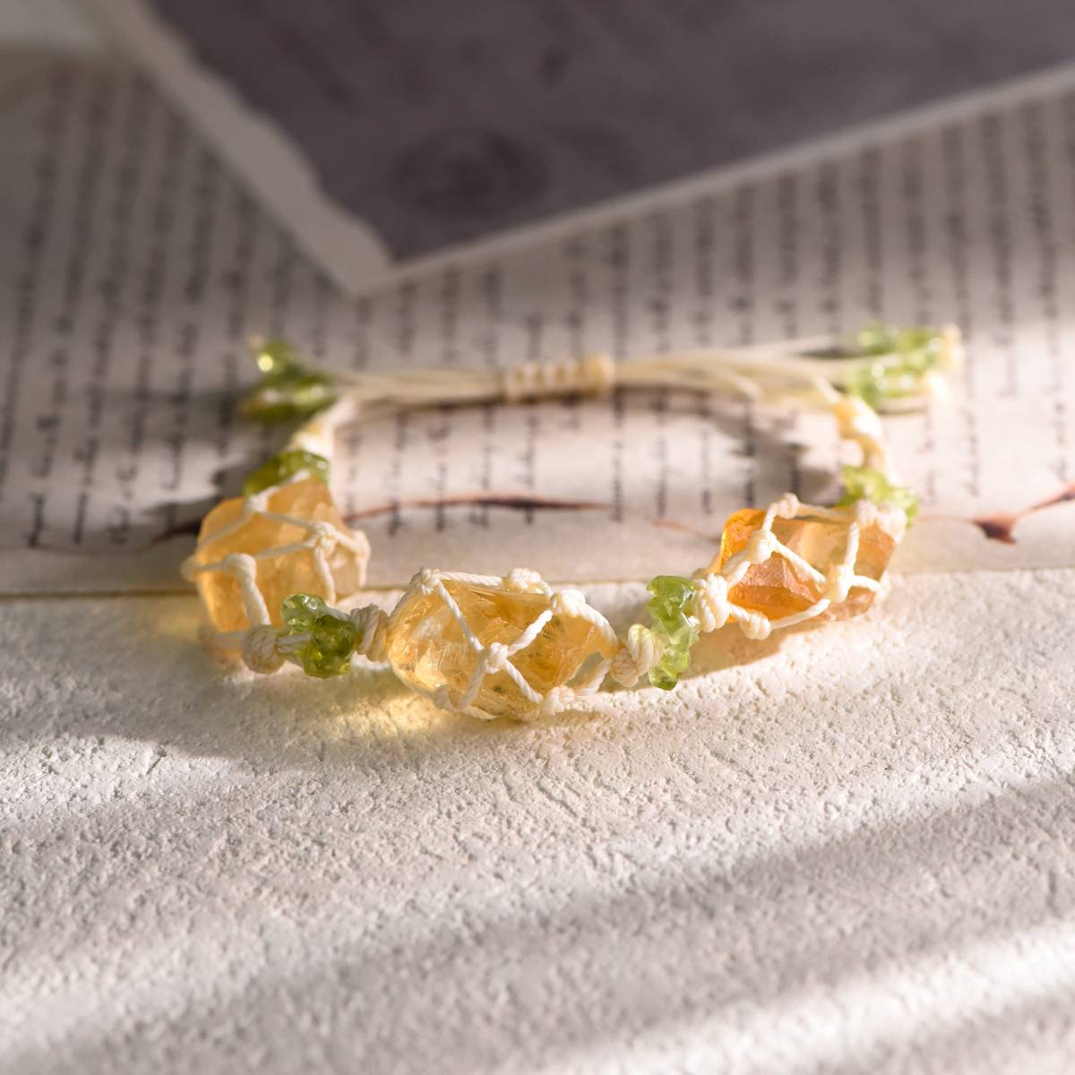 Dancing Stars - Yellow Citrine and Peridot Bracelet