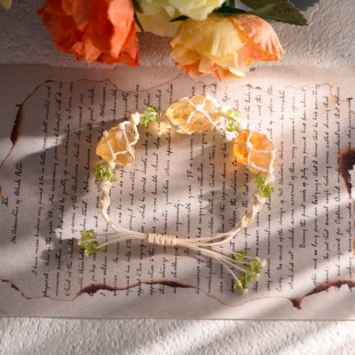 Dancing Stars - Yellow Citrine and Peridot Bracelet