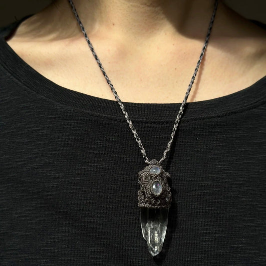 Celestial Harmony - Himalayan Clear Quartz and Moonstone Necklace