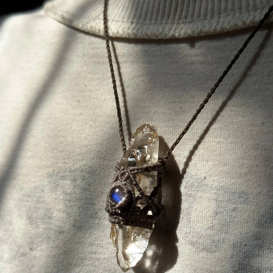 Dual Power - Woven Double-Terminated Clear Quartz Necklace