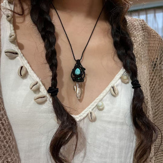 Symbiosis of Mountains and Seas - Turquoise paired with Himalayan White Quartz
