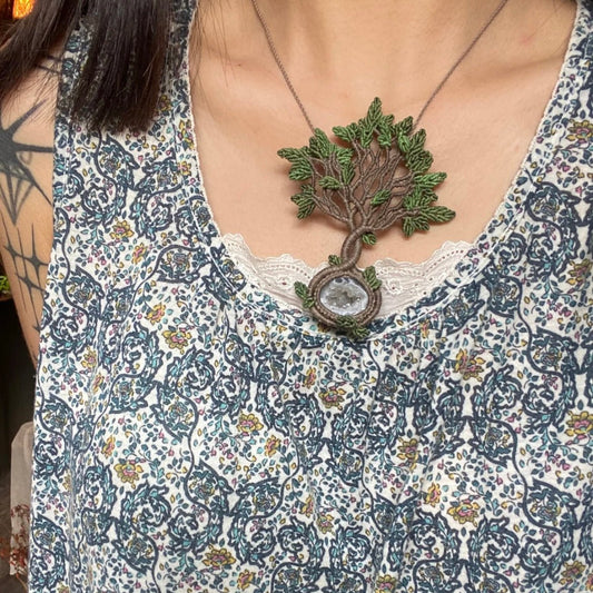 Tree Hollow Confess - crystal tree hollow necklace