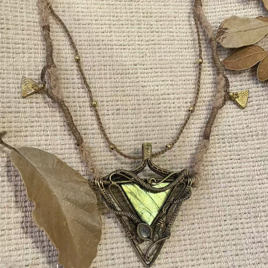 Triangular Spirit Light - Triangular Labradorite Necklace