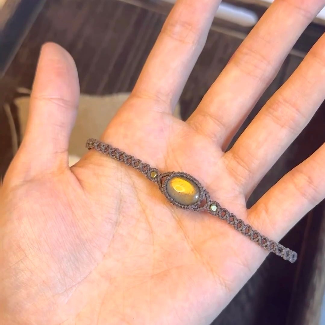Golden Orange Morning Light - Labradorite Woven Bracelet