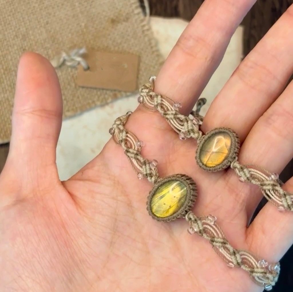 Golden Orange Morning Light - Labradorite Woven Bracelet
