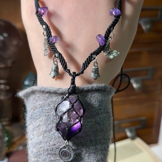 Dreamy Purple Realm - Woven Necklace of Purple Super Seven
