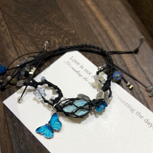 Dreamy Nature - Woven Bracelet of Labradorite Raw Stone