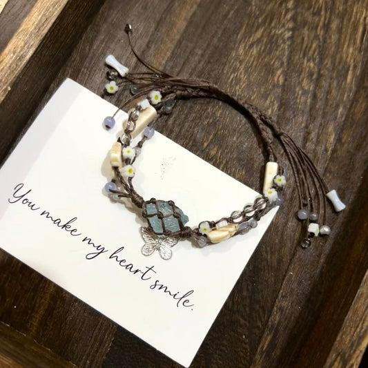 Pure Flight - quamarine, Butterfly, and Aquamarine, Woven Bracelet
