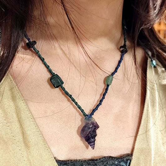 Purple Melody Seashell - Fluorite Seashell Necklace