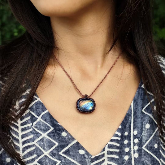 Aurora Squares - Colorful Labradorite Necklace