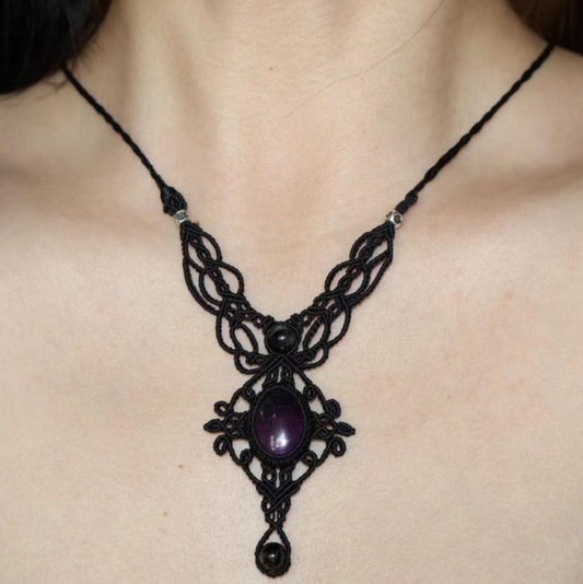 Purple Wild Breeze - Amethyst woven necklace