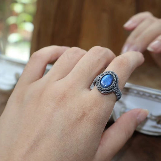 Heart of the Blue Sea - Labradorite Woven Ring