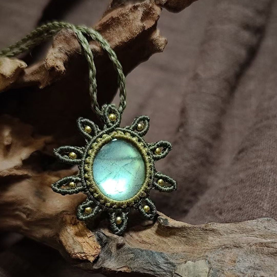 Solar Radiance - Handcrafted Labradorite Braided Necklace