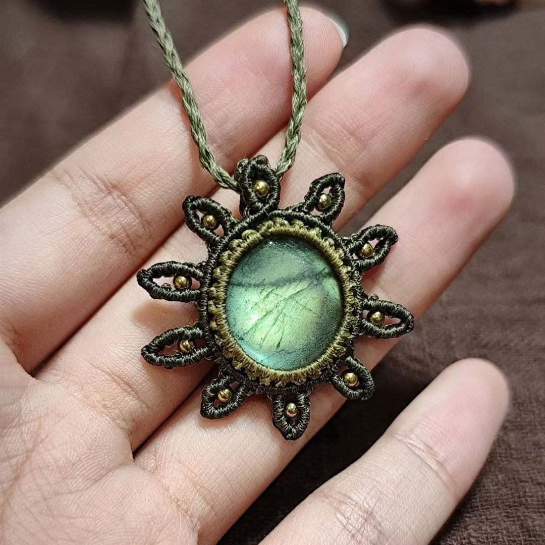 Solar Radiance - Handcrafted Labradorite Braided Necklace
