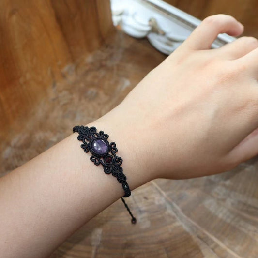 Nightlight Purple Charm - Amethyst Braided Bracelet
