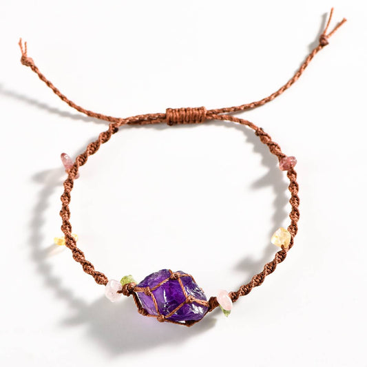 Stone of Wisdom -Amethyst Handcrafted Stone Weaving